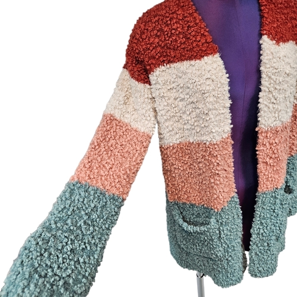 Hippie Rose Colorblock Popcorn Knit Cardigan Sweater Size Medium Women's J33 - Picture 4 of 9